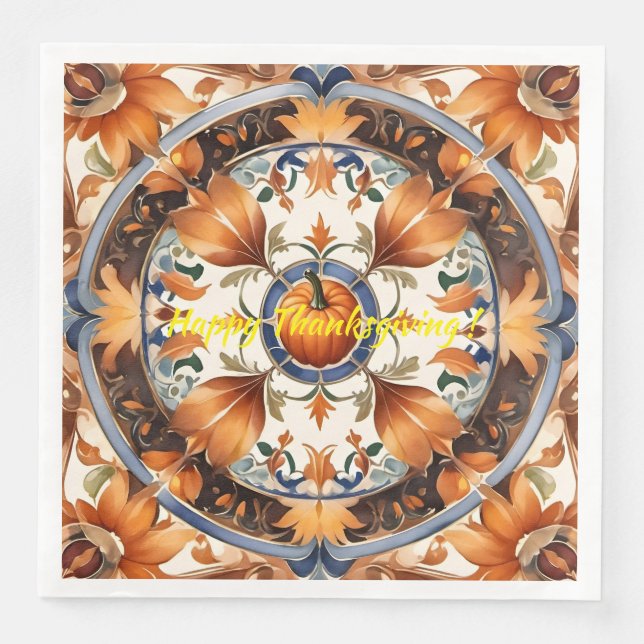 Serviette En Papier Citrouille moderne Thanksgiving Collection d'autom (Devant)