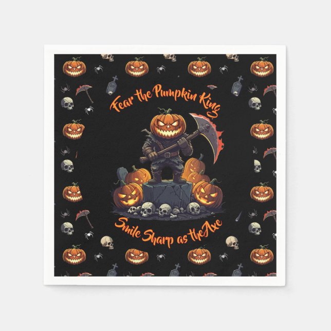 Serviette En Papier 🖤 Citrouille noir King Halloween Napkin 🎃 (Devant)