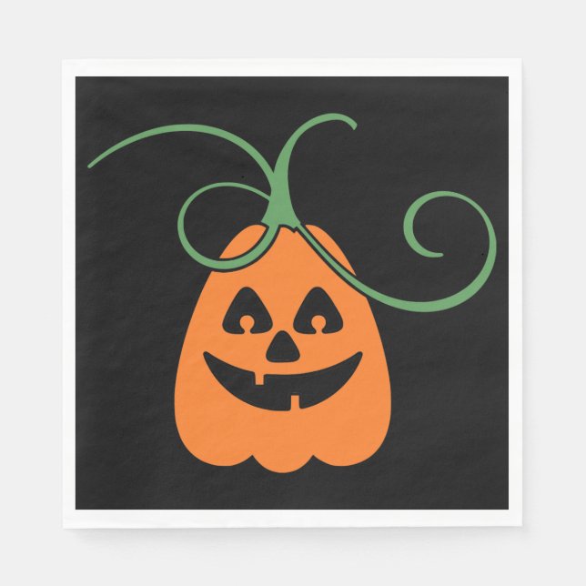 Serviette En Papier Citrouille orange mignon, Halloween (Devant)