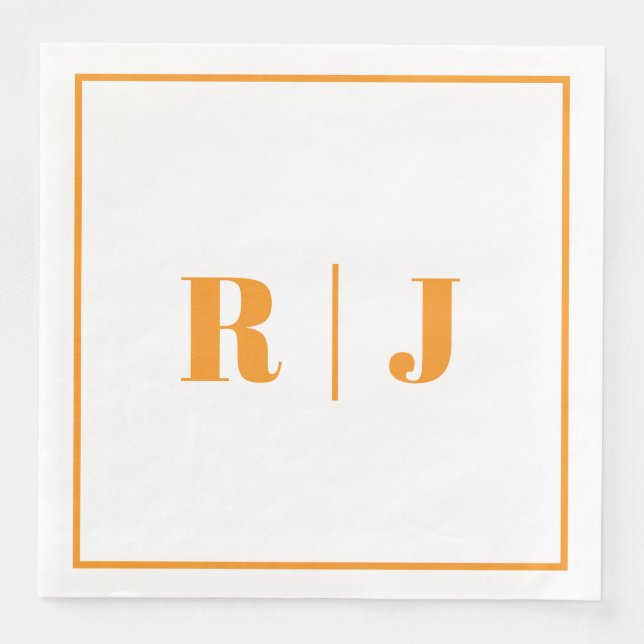 Serviette En Papier Citrouille Orange Monogramme Automne Mariage Autom (Devant)