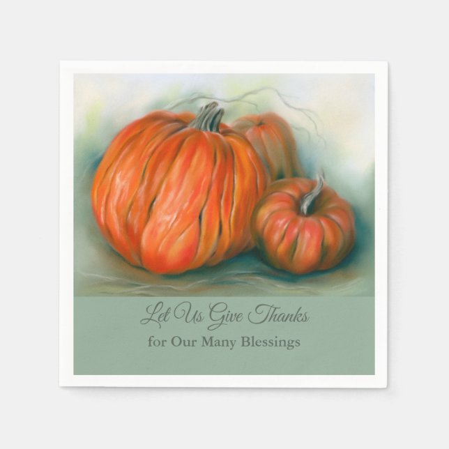 Serviette En Papier Citrouille Patch Automne Trio Pastel Art Thanksgiv (Devant)