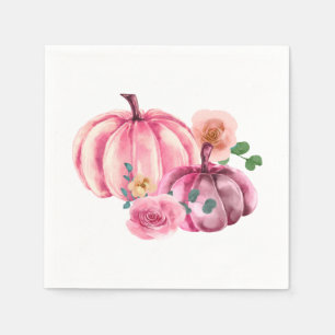 Serviette En Papier Citrouille rose   BABY SHOWER   Roses floraux
