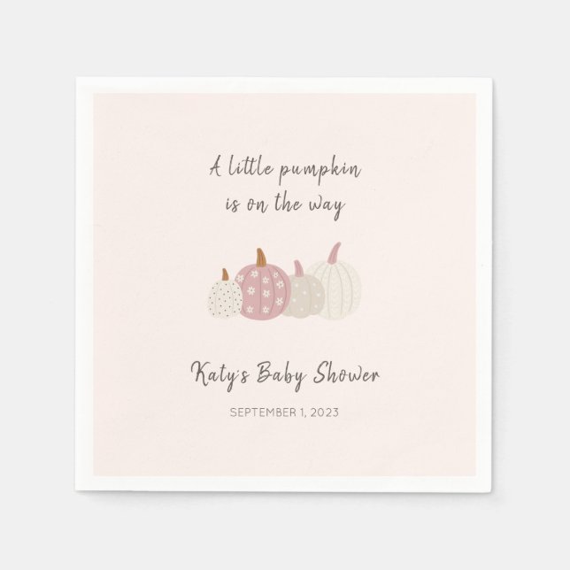 Serviette En Papier Citrouille rose ChuteBébé Douche Fille Cocktail Na (Devant)