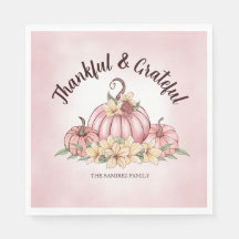 Citrouille rose Floral Thanksgiving napkin
