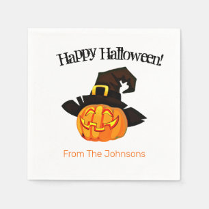 Serviette En Papier Citrouille Sorcière Halloween Papier-Party Napkins