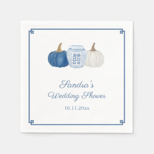 Serviette En Papier Citrouilles Blanches et Bleues Automnales Élégante
