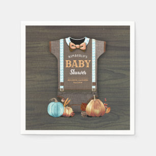 Serviette En Papier Citrouilles bleu orange et Baby shower d'automne