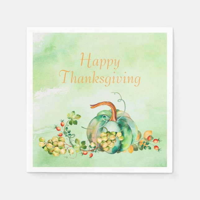 Serviette En Papier Citrouilles d'automne et Baies Papier Napkin (Devant)