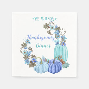 Serviette En Papier Citrouilles de Thanksgiving sarcelle turquoise ble