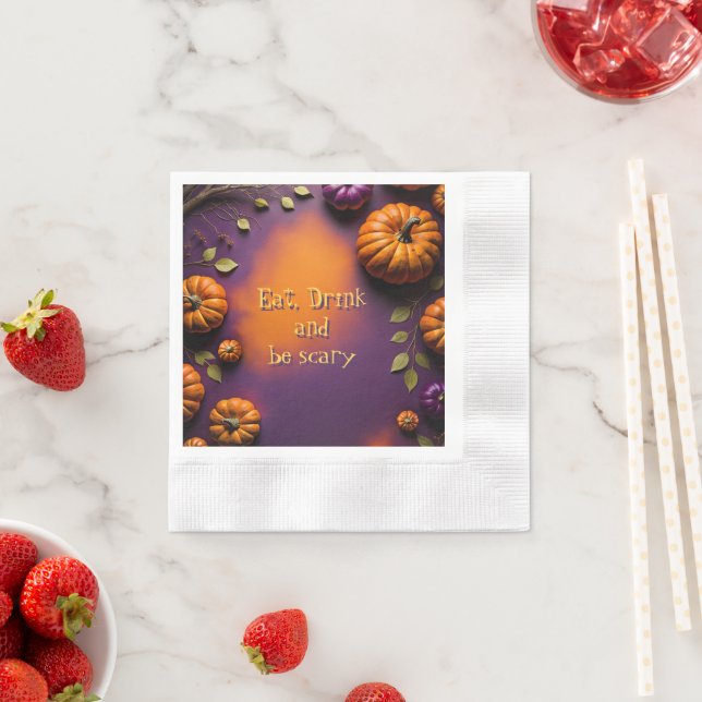 Serviette En Papier Citrouilles d'Halloween (En situation)