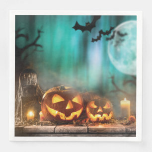 Serviette En Papier Citrouilles d'Halloween et chauves-souris
