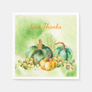 Serviette En Papier Citrouilles et raisins Thanksgiving Aquarelle Napk