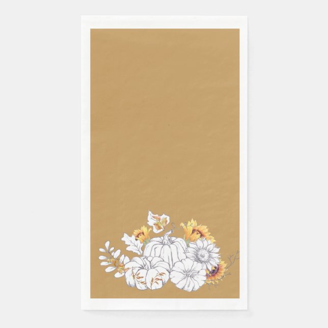 Serviette En Papier Citrouilles et tournesols d'or de Harvest moderne (Devant)