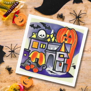 Serviette En Papier Citrouilles, fantômes, chauves-souris à halloween