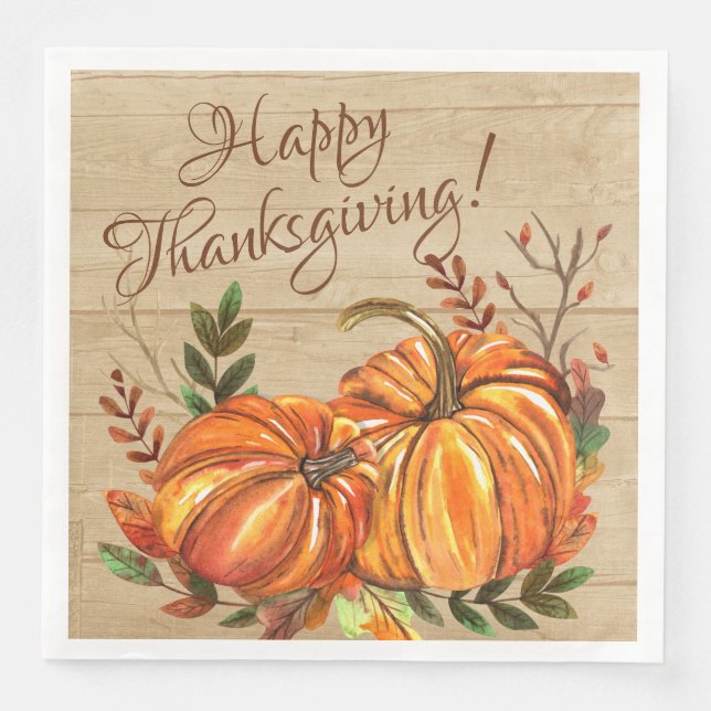 Serviette En Papier Citrouilles rustiques de Thanksgiving (Devant)