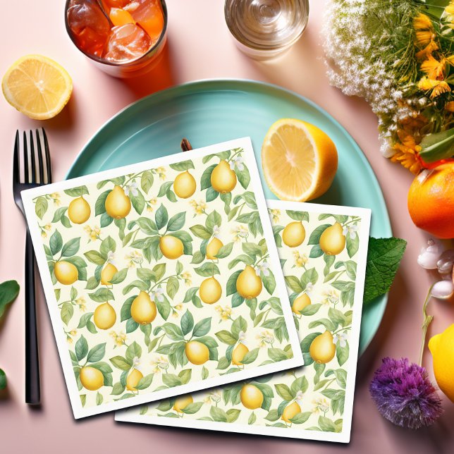 Serviette En Papier Citrus aux fleurs de citron méditerranéen (Créateur téléchargé)