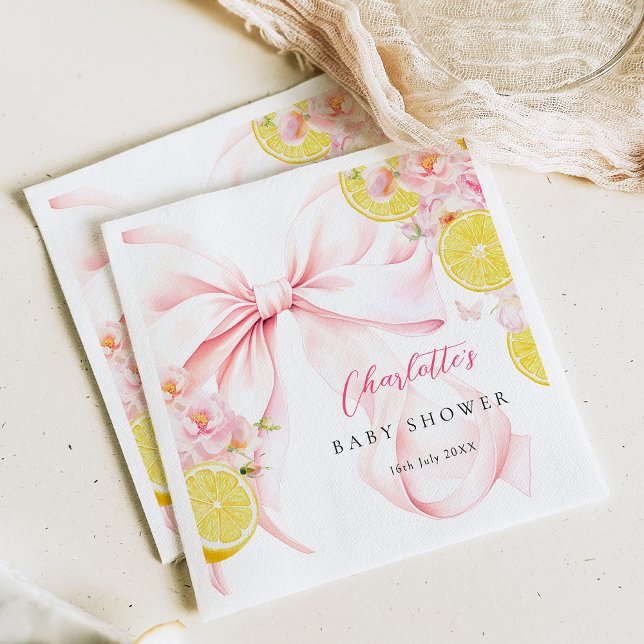 Serviette En Papier Citrus Baby shower citron cou rose (Créateur téléchargé)