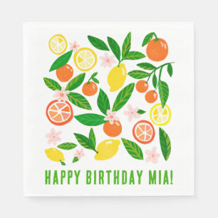 Serviette En Papier Citrus Celebration Nom personnalisé ANNIVERSAIRE F
