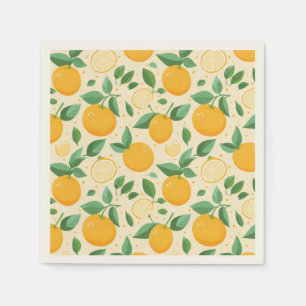 Serviette En Papier Citrus citron jaune motif de fruits tropicaux