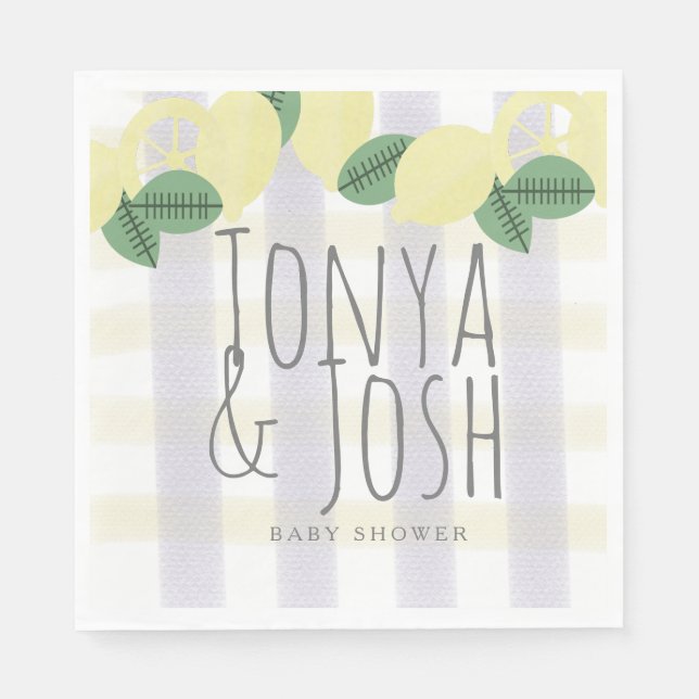 Serviette En Papier Citrus de courge de citron moderne gris jaune (Devant)