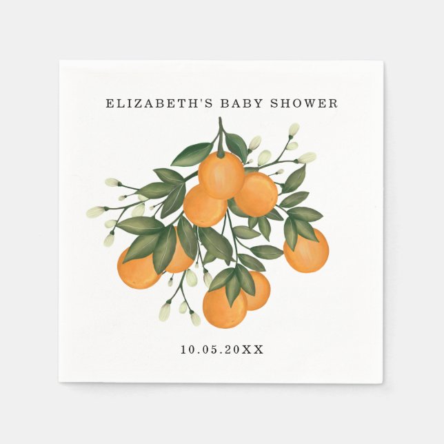Serviette En Papier Citrus doux Botanique Orange Végétal Douche (Devant)