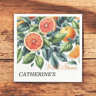 Serviette En Papier Citrus Fête des mariées Élégant Citron & Orange