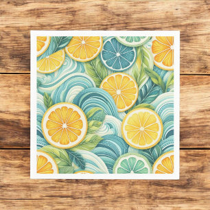 Serviette En Papier Citrus Orange Fraîche Citron & Vert Jaune Été