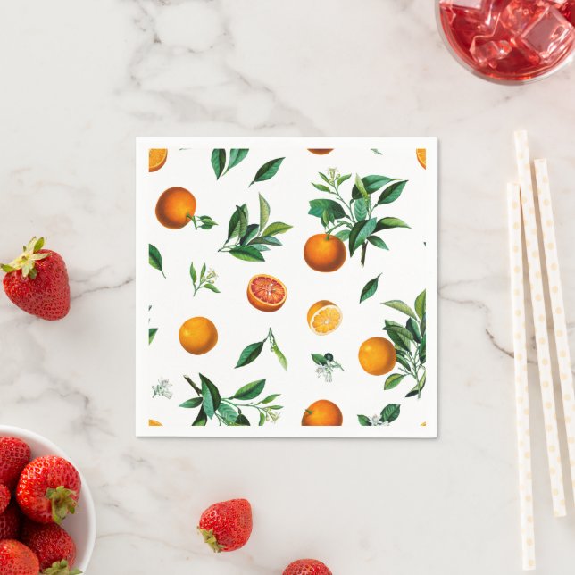 Serviette En Papier Citrus Orange Party Napkin (En situation)
