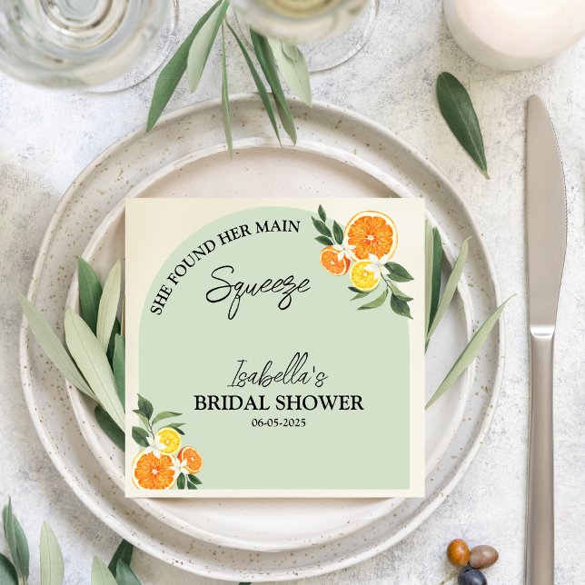 Serviette En Papier Citrus She Found Her Main Greenery  Bridal Shower (Citrus She Found Her Main Greenery Bridal Shower)