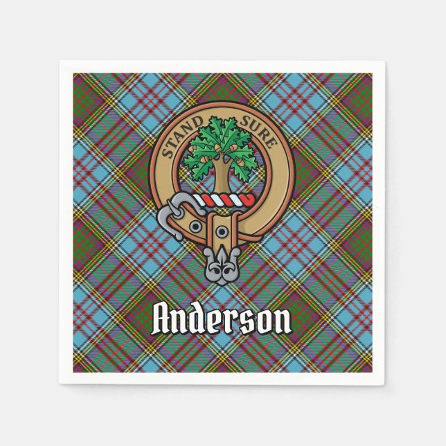 Serviette En Papier Clan Anderson Crest sur Tartan (Devant)