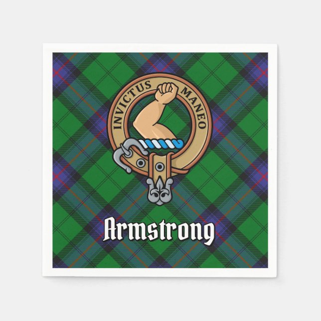 Serviette En Papier Clan Armstrong Crest sur Tartan (Devant)