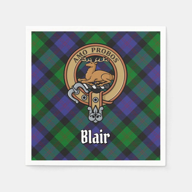 Serviette En Papier Clan Blair Crest sur Tartan (Devant)