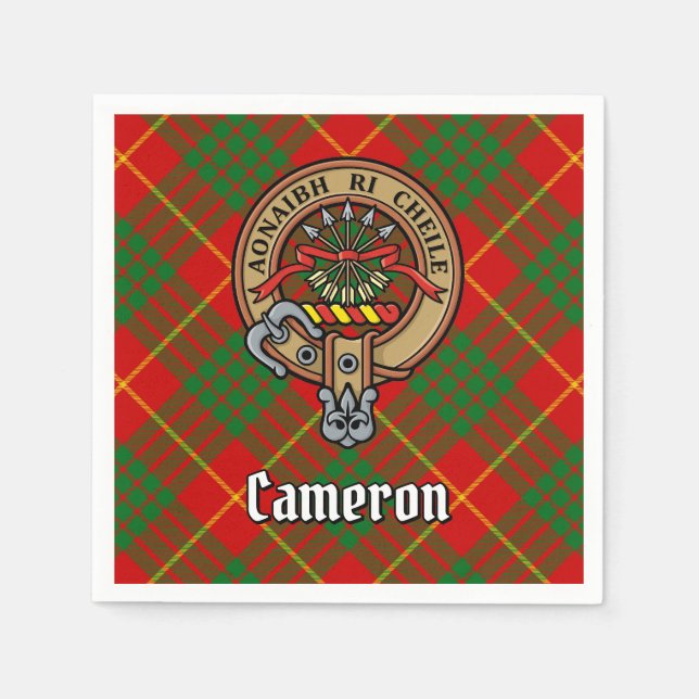 Serviette En Papier Clan Cameron Crest sur Tartan (Devant)