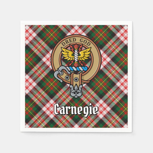 Serviette En Papier Clan Carnegie Crest sur la robe Tartan (Devant)
