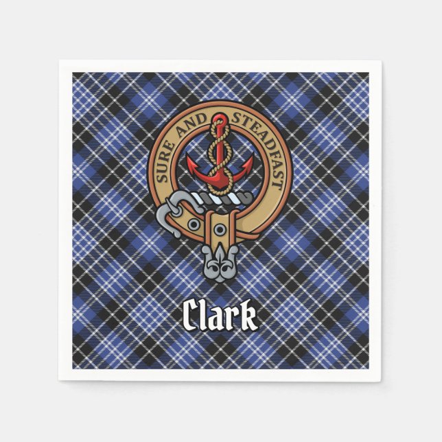Serviette En Papier Clan Clark Crest sur Tartan (Devant)