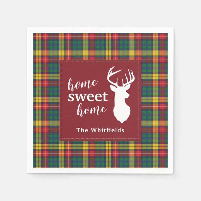 Serviette En Papier Clan de Noël personnalisé Clan Buchanan Plaid (Devant)