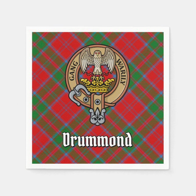 Serviette En Papier Clan Drummond Crest sur Tartan (Devant)