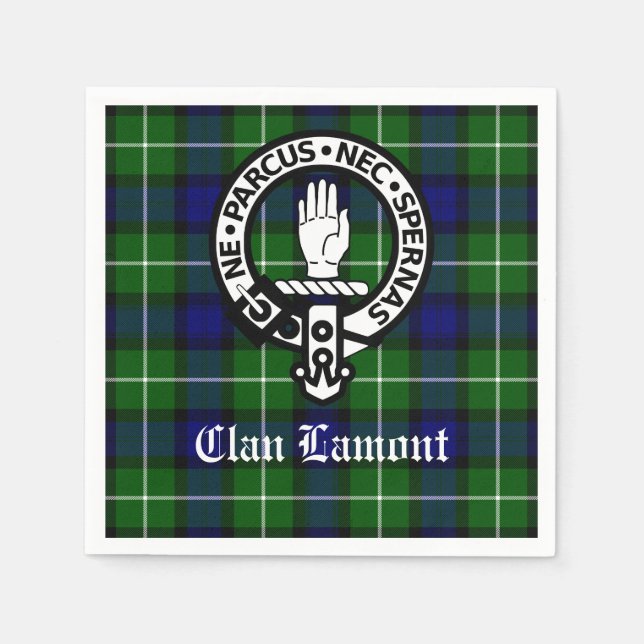 Serviette En Papier Clan écossais Lamont Crest Badge et Taetan (Devant)