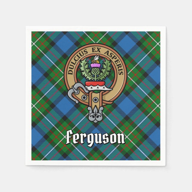 Serviette En Papier Clan Ferguson Crest sur Tartan (Devant)