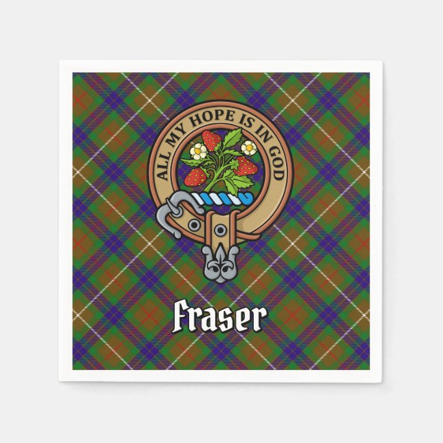 Serviette En Papier Clan Fraser Crest sur la chasse Tartan (Devant)