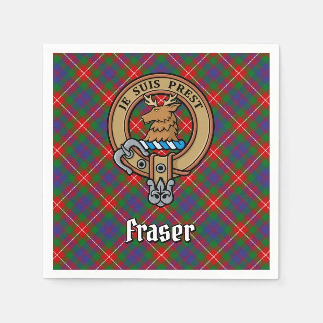 Serviette En Papier Clan Fraser de Lovat Crest sur Tartan (Devant)