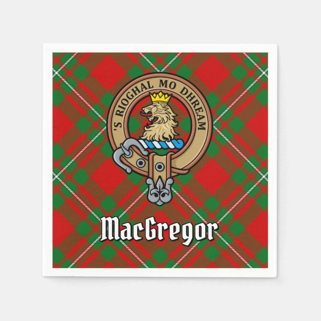 Serviette En Papier Clan Gregor Crest sur Tartan (Devant)