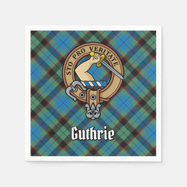 Serviette En Papier Clan Guthrie Crest sur Tartan (Devant)