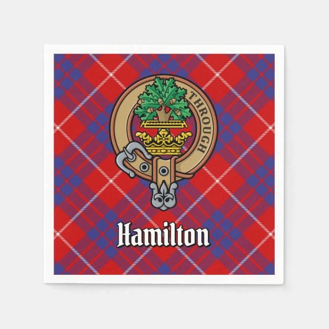 Serviette En Papier Clan Hamilton Crest sur Red Tartan (Devant)