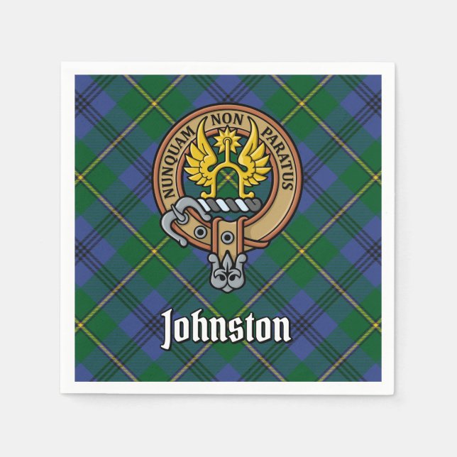 Serviette En Papier Clan Johnston Crest sur Tartan (Devant)
