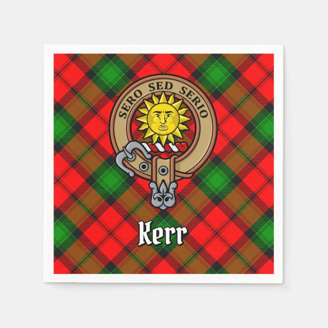Serviette En Papier Clan Kerr Crest sur Tartan (Devant)