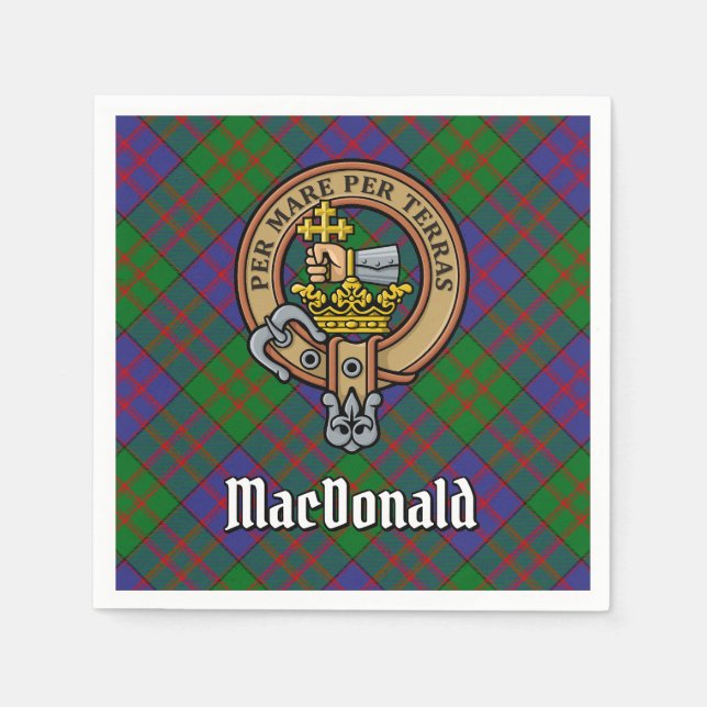 Serviette En Papier Clan MacDonald Crest sur Tartan (Devant)