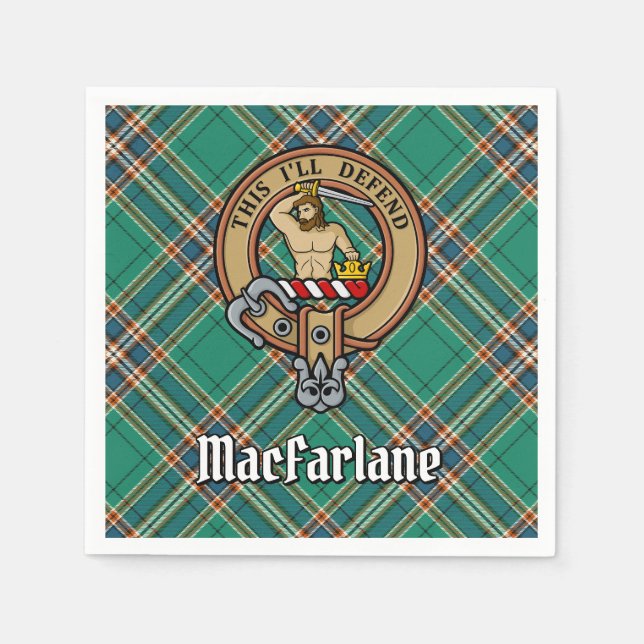 Serviette En Papier Clan MacFarlane Crest sur Tartan de chasse antique (Devant)