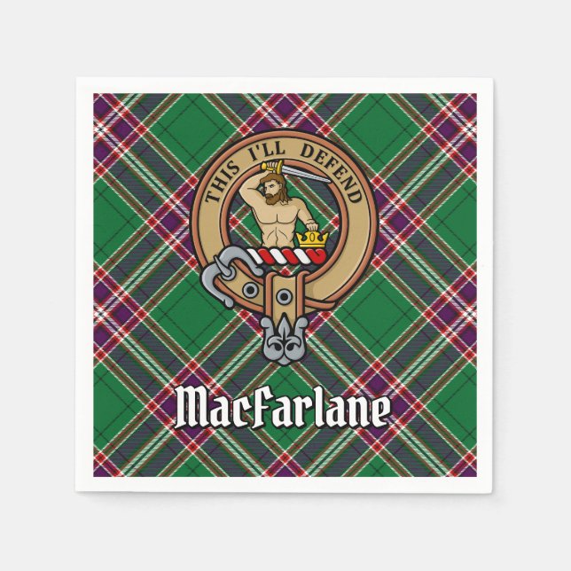 Serviette En Papier Clan MacFarlane Crest sur Tartan de chasse moderne (Devant)