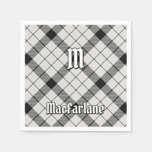 Serviette En Papier Clan MacFarlane Tartan noir et blanc